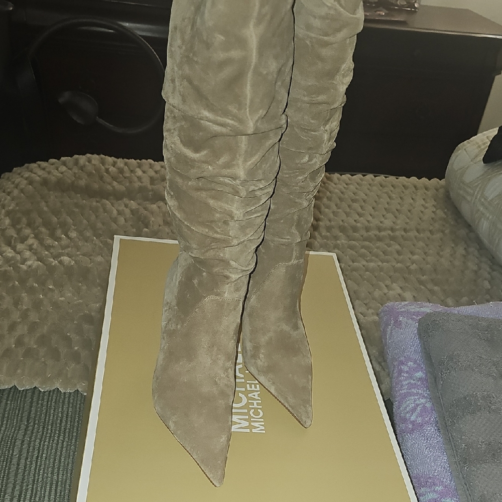 Michael Kors Women's Taupe Suede Heeled Boots